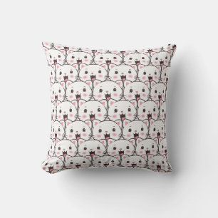 Coussin Beau Motif de dessin de visage de chat blanc