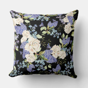 Coussin Beau motif floral Lilac Rose Foliage
