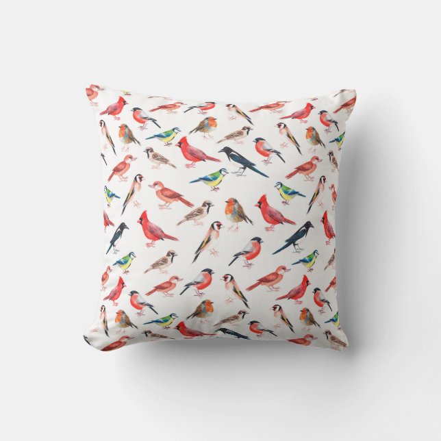 Coussin Beau motif. Oiseaux d'eau vive (Recto)
