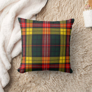 Coussin Beau motif tartan multicolore