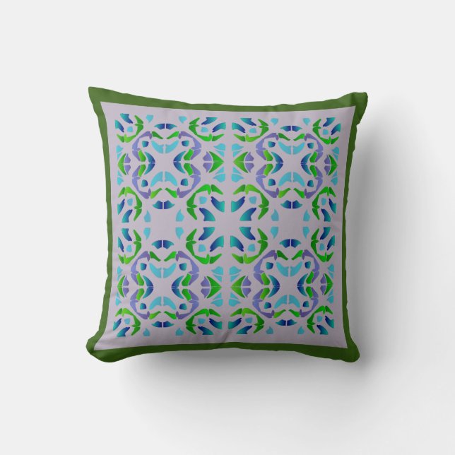 Coussin beau motif vert et bleu (Recto)