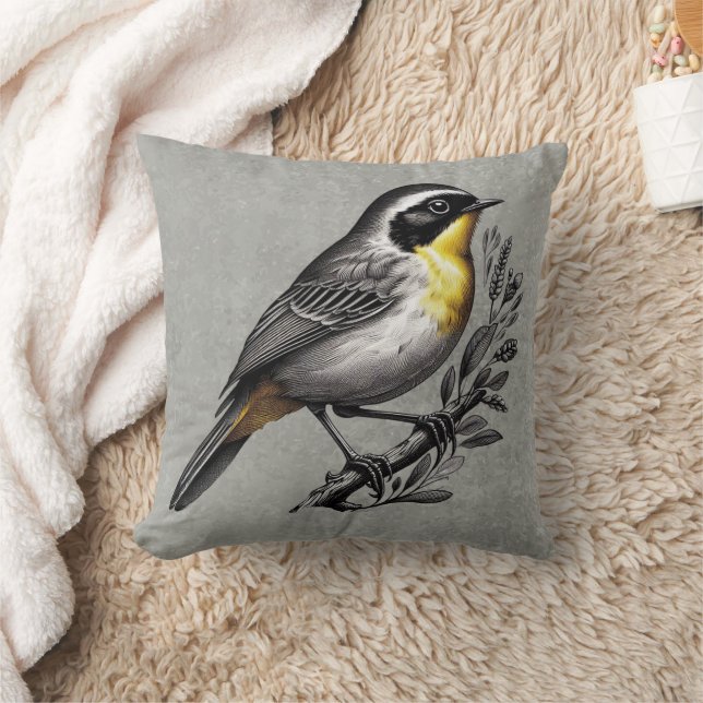 Coussin Beau oiseau à gorge jaune commun (Couverture)