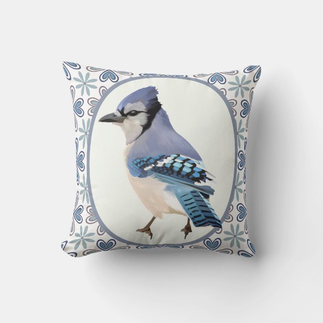 Coussin Beau oiseau bleu Jay (Recto)