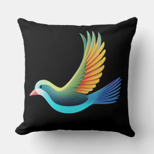Coussin Beau oiseau sur Arrière - plan noir