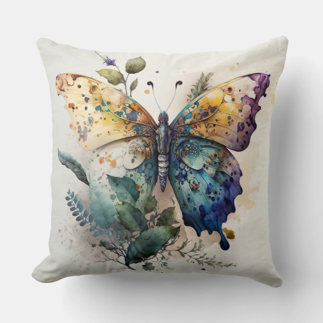 Coussin Beau papillon et feuillage (Recto)