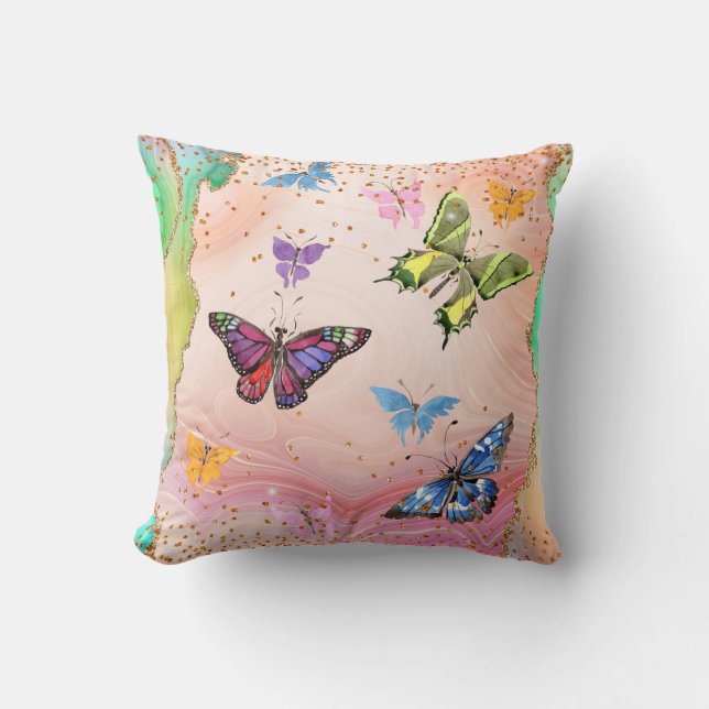 Coussin Beau papillon scintillant imprimé (Recto)