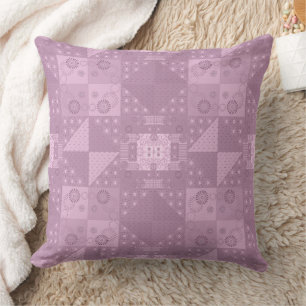 Coussin beau patchwork traditionnel lilas uni magnifique