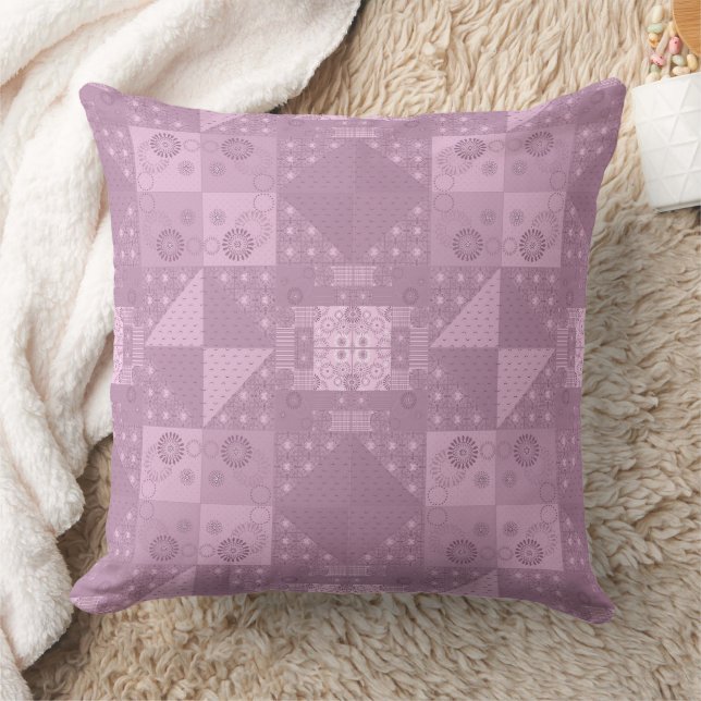 Coussin beau patchwork traditionnel lilas uni magnifique (Couverture)