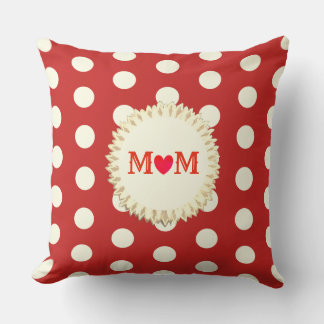 Coussin Beau Pois de maman rouge et blanche