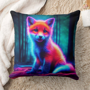Coussin Beau renard à imaginaire brillant avec aura biolum