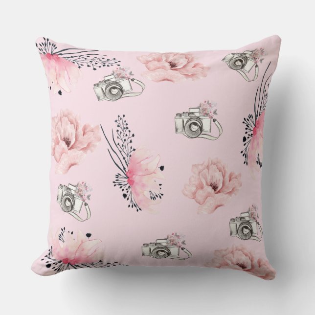 Coussin Beau Rose de poussins floraux (Recto)