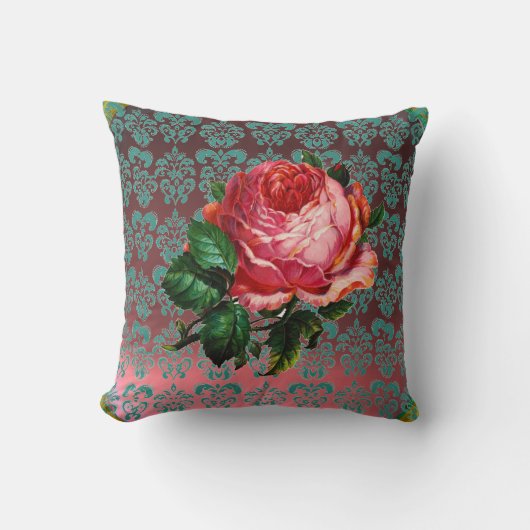 COUSSIN BEAU ROSE ROSE ROSE AQUA BLEU, DOMMASQUE TURQUOISE (Recto)