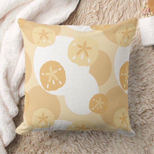 Coussin Beau Sable Dollar Côtier Imprimer Beige Blanc Moti (Couverture)