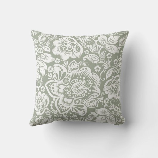 Coussin Beau Sage Vert Et Blanc Mariage Design (Verso)
