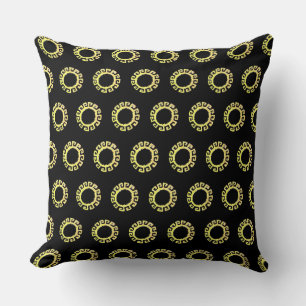 Coussin Beau soleil inca jaune sur noir