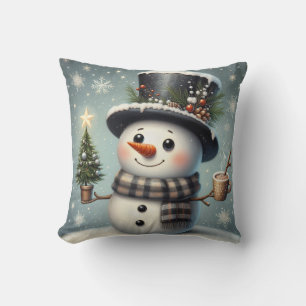 Coussin Beau tourbillon Noël/bonhomme de neige d'hiver