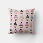 Coussin Beaucoup de bébés mignons sur pois rose (Verso)