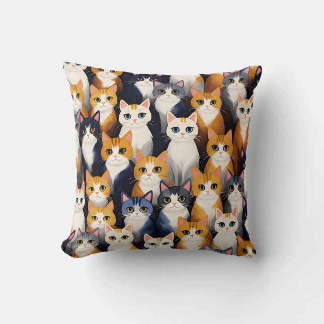 Coussin Beaucoup de chats mignons motif (Recto)