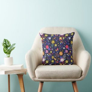 Coussin Beaucoup de couleurs Fleurs et feuilles Imprimer c