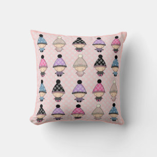 Coussin Beaucoup de mignons bébés sur Polkadot rose