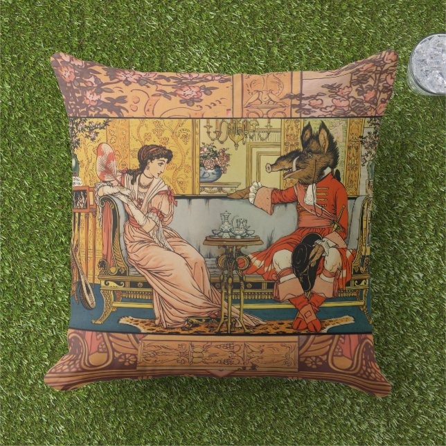 Coussin Beauté Beast Classic Fairy Tale Caractères (Herbe)