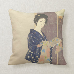 Coussin Beauté japonaise dans le kimono d'été
