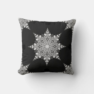 Coussin Beauté noire Mandala Snowflake Cushion