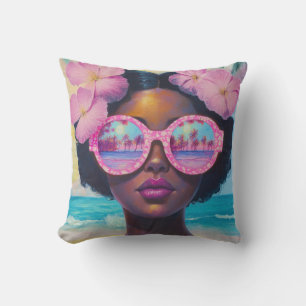 Coussin Beauté tropicale dans les tons roses