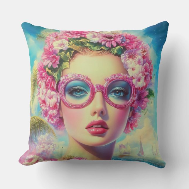 Coussin Beauté tropicale rétro (Recto)