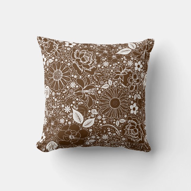 Coussin Beautés botaniques Brown THROW PILLOW (Recto)