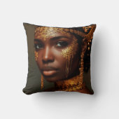 Coussin Beautiful Nubian Goddess in Gold (Recto)