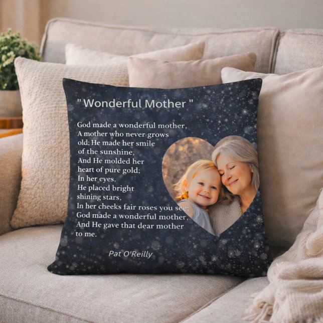 Coussin Beautiful “Wonderful Mother” Poem Cushion Gift (Créateur téléchargé)