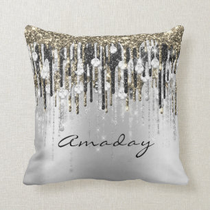 Coussin Beauty Studio Coiffeur Maquillage Gris Or Diamant