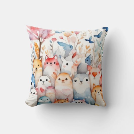 Coussin Beaux animaux floraux design mignon (Recto)