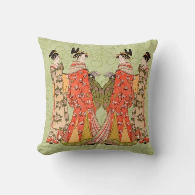 Coussin Beaux carreaux japonais de conception d'art (Recto)