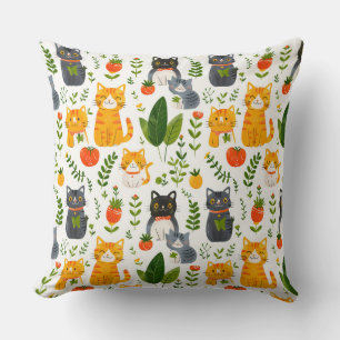 Coussin Beaux chats kawaii, jouer avec des jouets blanc ba