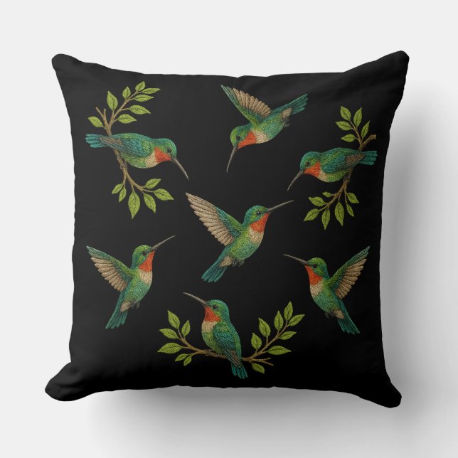 Coussin Beaux oiseaux colibris (Recto)