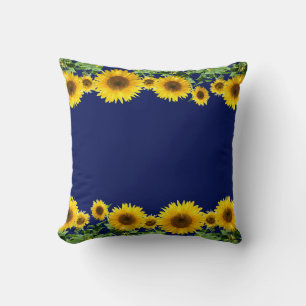 Coussin Beaux tournesols jaunes sur fond bleu marine