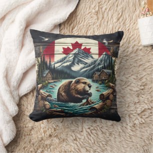 Coussin Beaver Building Lodge Près de la nature sauvage du
