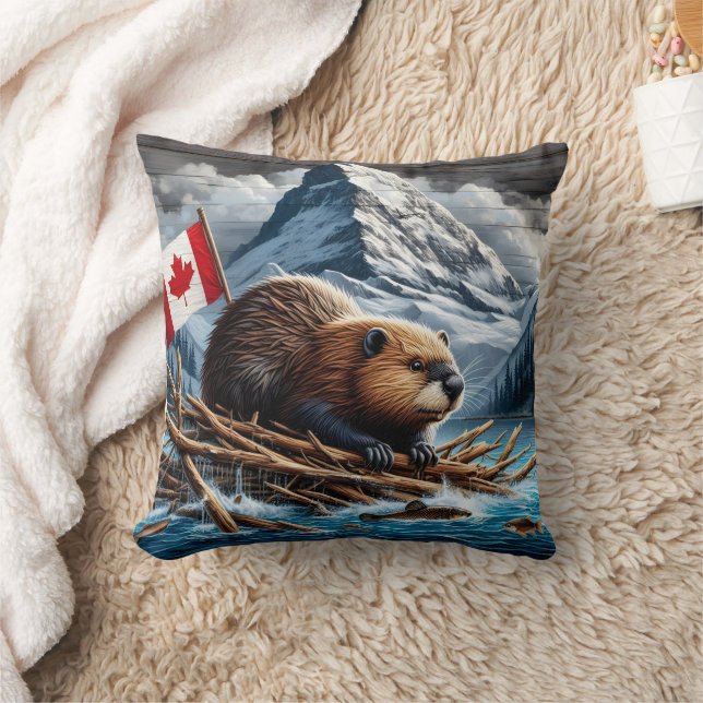 Coussin Beaver Lodge by Snowy Mountains (Couverture)