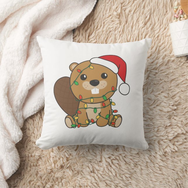 Coussin Beaver Noël Animaux d'hiver Beaver (Couverture)