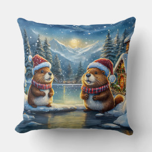 Coussin Beavers Holiday Design par Rich AMeN Gill