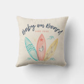 Coussin Bébé à Bord Baby Shower Planche de Surf (Verso)