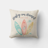 Coussin Bébé à Bord Baby Shower Planche de Surf (Recto)