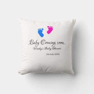 Coussin Bébé à venir bientôt baby shower bleu rose bébé pi