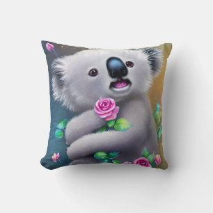Coussin Bébé adorable Ours Koala avec fleurs