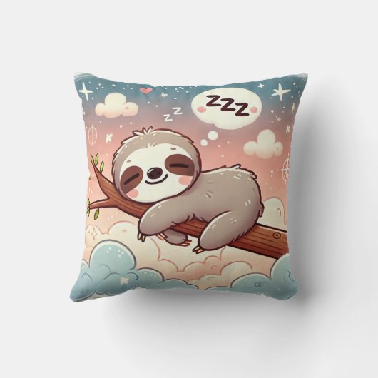 Coussin Bébé Animaux - Sleeping Sloth Nursery Wall Art (Verso)