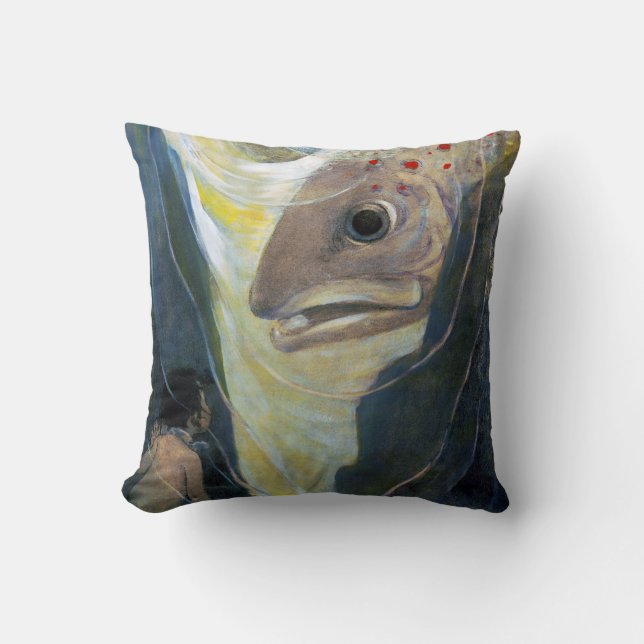 Coussin Bébé au bain et poisson, Jessie Willcox Smith (Recto)