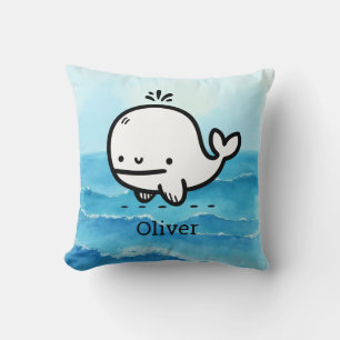 Coussin Bébé baleine adorable - Ligne d'art de créature ma