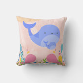 Coussin Bébé baleine bleue dans la scène océanique rose (Recto)